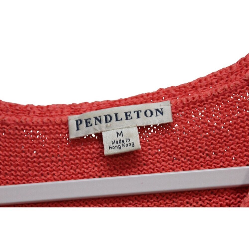 Pendleton Sleeveless Sweater Size Medium Pink Coral Open Knit Preppy Beach Tank - Picture 7 of 11